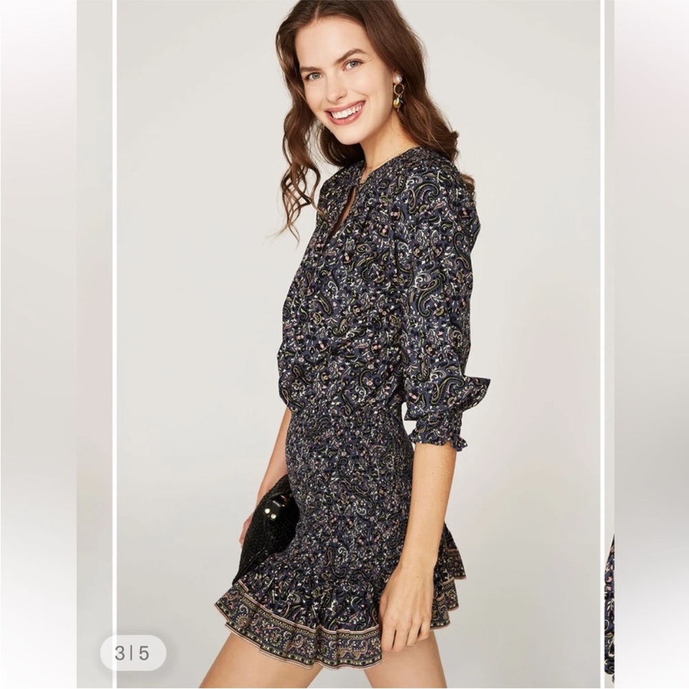 Veronica Beard Karlina Dress Paisley Flouncy Mini Dress in Navy Print Size 2 - Picture 9 of 9